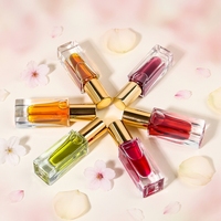 Mewah 5ml 7ml baru tren persegi kosong transparan kaca bening rol Lip Gloss Minyak Botol Serum dengan emas aluminium tutup