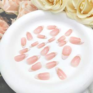 Prensa de Punta francesa blanca en las <span class=keywords><strong>uñas</strong></span> Almendras cortas 3D Remolino <span class=keywords><strong>dorado</strong></span> <span class=keywords><strong>Rosa</strong></span> claro Cubierta completa <span class=keywords><strong>Palo</strong></span> artificial brillante en las <span class=keywords><strong>uñas</strong></span> para mujeres 24 piezas - Product Image 5