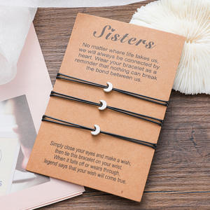 月亮太阳星星魅力手镯礼物给最好的朋友姐姐平基发誓承诺情侣手镯 - Product Image 3