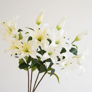 H-734 vendita diretta della fabbrica romantica decorazione di nozze giglio artificiale fiori bianco artificiale vero tocco giglio fiore all'ingrosso - Product Image 5