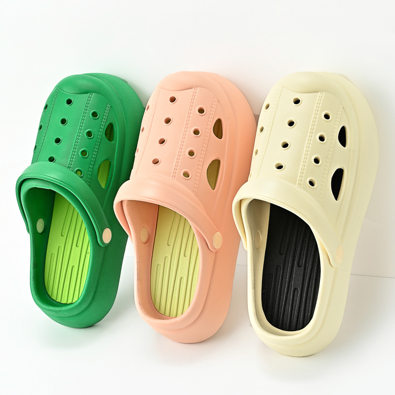 Ladies Outdoor Platform EVA Upper Clogs Slippers Beach Slides Custom Logo Hole Shoes Women