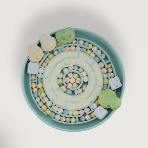 Bol de nourrissage lent pour animaux de compagnie en silicone de forme ronde, écologique, étanche, <span class=keywords><strong>anti</strong></span>-glouton, avec ventouse puissante au fond - Product Image 2