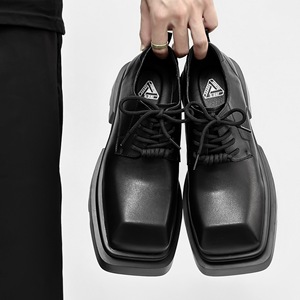 Chaussures Derby pour Hommes Cleanfit à Bout Carré, Style Britannique, Plateforme Épaisse Rehaussante, Chaussures de Marié - Product Image 3