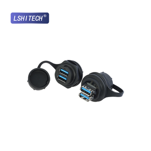 Connecteur M25 double USB 2.0/3.0 à montage sur panneau, <span class=keywords><strong>prise</strong></span> femelle double port étanche IP67 avec cache anti-poussière - Product Image 3