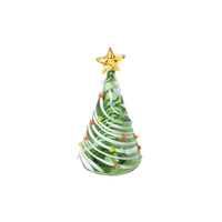Mini-sapin de Noël en verre creux de style Murano fait main de 6,5 cm, en cristal, pour centre de table de fête, décoration ou cadeau