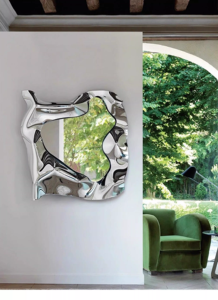 Espejo Decorativo Ondulado Irregular Moderno <span class=keywords><strong>de</strong></span> <span class=keywords><strong>Diseño</strong></span> <span class=keywords><strong>Italiano</strong></span>, Espejo <span class=keywords><strong>de</strong></span> Pared <span class=keywords><strong>de</strong></span> Acero Inoxidable <span class=keywords><strong>de</strong></span> Lujo para Sala <span class=keywords><strong>de</strong></span> Estar y Entrada - Product Image 3