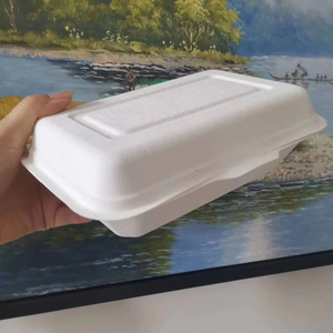 Mía 8x6 Bio container cao nắp thân thiện với môi <span class=keywords><strong>composable</strong></span> bã mía bột giấy dùng một lần bã mía thực phẩm container - Product Image 1