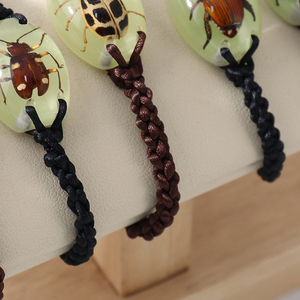 Bracelets en résine lumineux faits à la main avec insectes réels, pendentifs en ambre de insectes fossiles, bracelets en forme de coléoptères pour cadeaux éducatifs (vente en gros) - Product Image 6