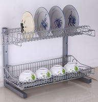 Support de rangement de comptoir en chrome à deux niveaux pour assiettes et bols, idéal pour la cuisine domestique – Vente en gros et personnalisation