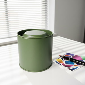 Boîtes en métal rondes mates vert armée personnalisées en gros, <span class=keywords><strong>de</strong></span> qualité alimentaire, avec couvercles, pour bougies et emballages <span class=keywords><strong>de</strong></span> thé. - Product Image 1