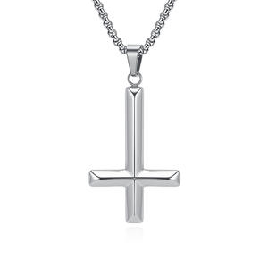 Inverted <b>Cross</b> Necklace For Men Titanium Steel Pendant Fashion Jewelry Male Accessory - Product Image 1