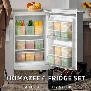 Homazee 6 Contenedores Apilables de Plástico, Organizador Multiusos para Cocina, Refrigerador, Verduras, Frutas, Ahorro de Espacio - Product Image 2