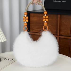 Nuova Borsa di Tendenza in Peluche per Donne, Borsa a Spalla Casual, Borsa a Mano in Finta <span class=keywords><strong>Pelliccia</strong></span> a Forma di Raviolo per Signore - Product Image 3