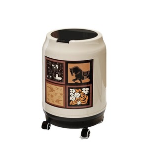 Push Button Trash Can Cylindrical Large Capacity Wheeled Indoor Waste Bin For Kitchen Bedroom Living Room - Product Image 5
