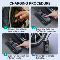 Compresseur d'air portable 150 PSI avec gonfleur de pneus USB-C 12V, démarreur de secours 3000A pour voiture