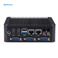 Qotom Q30600P Intel 6ème 7ème Kabylake U Processeur 4 RS-232 Double HD Double Gigabit LAN Mini PC Industriel Avec Ventilateur
