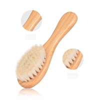 Brosse à cheveux pour bébé de qualité supérieure avec poils de chèvre super doux en bois naturel idéal pour les tout-petits nouveau-nés Berceau Cap Clean Paddle Hairbrush