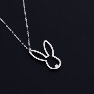 Trendy Rabbit Design Stainless Steel CZ Diamond Necklace Pendants for Women Featuring Link <b>Chain</b> Zircon Pearl Cute Animal Shape - Product Image 6