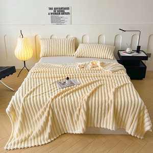 Sọc flannel lông cừu Chăn nhung mềm ấm sofa bao gồm một lớp giường trải giường ấm cúng nhà giường dệt chăn - Product Image 5