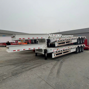 Semi-remorque africaine à 3 essieux, 60 <span class=keywords><strong>tonnes</strong></span>, en acier au carbone, plateau surbaissé avec pneus spéciaux 12R20 pour zones minières - Product Image 1