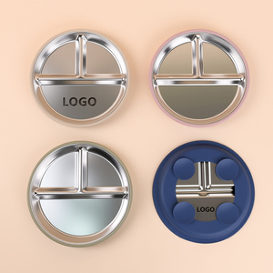 Bambino 8 pollici rimovibile BPA Free Silicone <span class=keywords><strong>ventosa</strong></span> manicotto per microonde in acciaio inox piatto diviso per bambini <span class=keywords><strong>piatti</strong></span> per bambini - Product Image 2