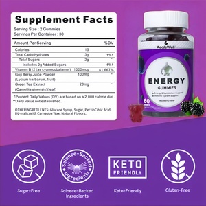AegleWell, Etiqueta Privada, fortalece los huesos, bebida energética, gomitas, suplemento energético todo el día, gomitas, vitamina B12, gomitas energéticas de frutas - Product Image 2