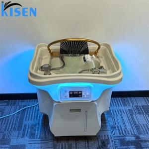 Kisen Hot Selling Factory Direct-sale Shampoo Basin Two Tanks System <b>Led</b> <b>Light</b> Design Removable Adjustable Hair Wash Sink - Product Image 4