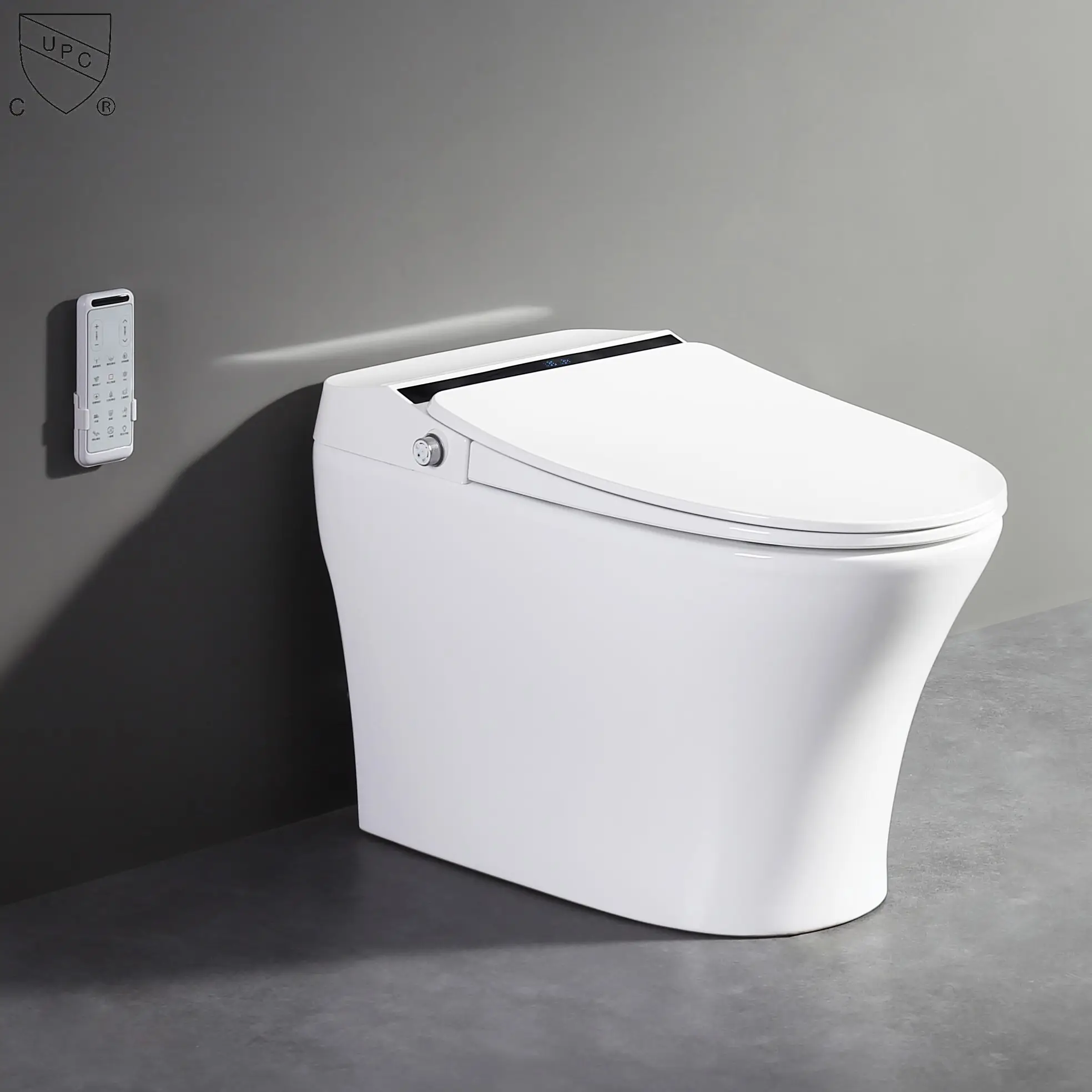WC automático de porcelana montado en el suelo CuPc inodoro baño inteligente de una pieza inodoro de cerámica inodoro inteligente