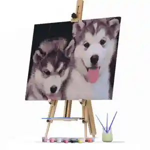 El yapımı boyama duvar sanatı sevimli küçük köpekler DIY dijital boyama sayısına göre tuval