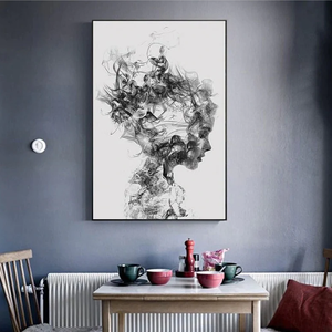 Ritratto di ragazza astratta arte della parete arte della tela decorazione per la casa soggiorno all'ingrosso Hotel moderno minimalista bianco nero - Product Image 3