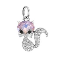 1 pièce Breloques pendantes en alliage, motif animal, fleur, perle, strass, plaqué argent, style Kawaii, pour cadeau de fête, bracelet fait main DIY