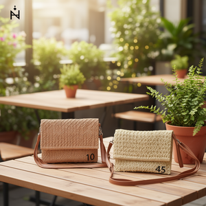 Bolso de Paja Trenzado de Tres Hilos 27x21cm, Uso Cruzado o de Mano - Product Image 3