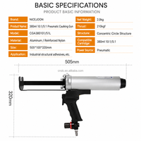 Pistolet pneumatique à deux composants coaxiaux 380 ml 5:1/10:1 pour la distribution de colle