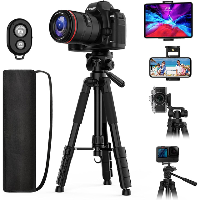 T170 Professional Camera Tripod 1.7m Compact Lightweight Aluminum Tripod with Carry Bag for Camera Phone with Bubble Level