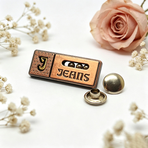Denim Apparel Wholesale Zinc Alloy Antique Metal Logo Labels Custom Embossed <b>Rivet</b> Metal Tags for Jeans Jacket Denim Pants - Product Image 1