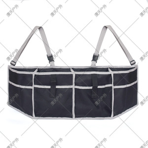 Car Back Seat Organizer Storage Bag <b>Black</b> Fabric 4-7 Pockets For <b>Trunk</b> Organization - Product Image 2