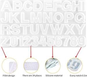 Superbe Promotion 2025 : Moule en silicone écologique durable pour alphabet, pendentifs en résine époxy, outils de pâtisserie DIY, compatible micro-ondes - Product Image 5