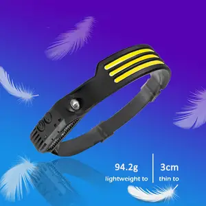 Lightweight Powerful Type-c Rechargeable COB Wide Beam Motion Sensor Headlamp For Fishing Camping Running