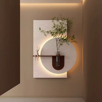 Peinture décorative moderne à texture de grès pour la maison, style vertical avec vase en verre et vase mural LED, tableaux de natures mortes