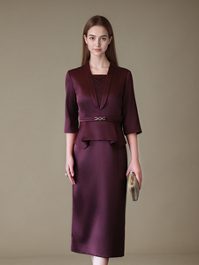 Robe élégante en satin, longueur genou, col en V, ornée de perles, taille L-5XL, robe de soirée formelle, robe de <span class=keywords><strong>mariage</strong></span>, <span class=keywords><strong>tenue</strong></span> <span class=keywords><strong>pour</strong></span> la mère de la mariée - Product Image 3