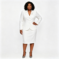 Costume de bureau pour femme grande taille, manches longues, robe de travail, tenue de carrière, longueur genoux, costumes formels