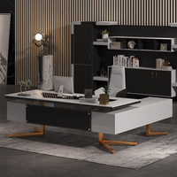 Ensemble de chaise de bureau de direction de luxe en cuir modulaire en MDF facile à assembler, design moderne, tiroir de rangement pour dossiers