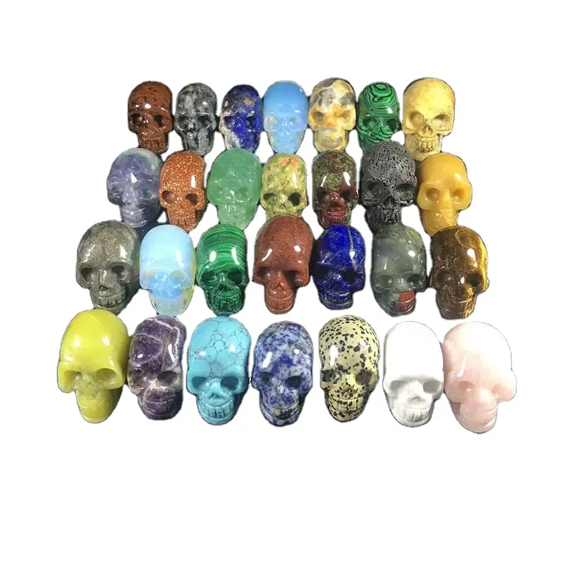 La producción de la fábrica 2 "variedad de piedras preciosas de cristal de cuarzo natural cráneos para curación Decoración