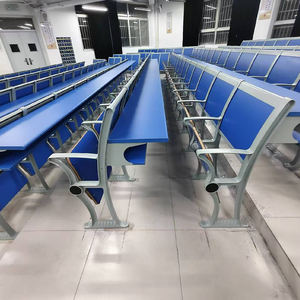 Chaise d'étudiant et bureau d'université modernes en alliage d'aluminium bleu avec tableau d'écriture, combinaison chaise et bureau scolaire - Product Image 1