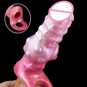 YOCY Funda de silicona elástica con textura de nudo de fantasía para pene, estimulante, hueca, extensor y alargador de pene, para uso con dildo. - Product Image 2