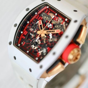 Montre de luxe en fibre de carbone avec tourbillon, design squelette, boîtier en céramique blanche, montre mécanique - Product Image 3