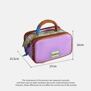 Sac de voyage haut de gamme en tissu Oxford, grande capacité, couleurs contrastées, poignée souple, fermeture éclair portable, pour cosmétiques - Product Image 2