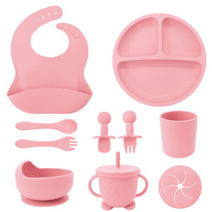 Ensemble de sevrage pour bébé 10 pièces, kit repas en silicone pour bébé, cuillère, bol, assiette, ensemble de repas classique pour enfants, ensemble d'alimentation en silicone pour bébé pour les tout-petits - Product Image 1