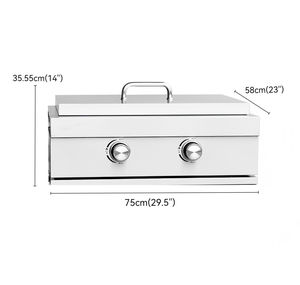 Grill Teppanyaki encastrable haut de gamme en acier inoxydable à 2 brûleurs pour cuisine extérieure, idéal pour les fêtes et la cuisson en extérieur à domicile - Product Image 2