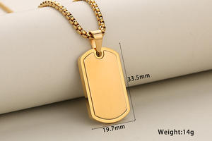 Kalung rantai pria antikarat, Kalung rantai kotak liontin <span class=keywords><strong>Tag</strong></span> anjing dapat diukir - Product Image 6